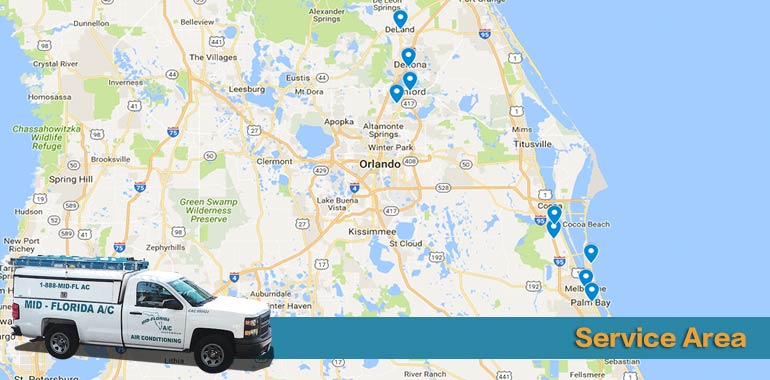 mid florida a/c and heating services - service area